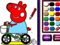 Game Piggy on bike. Coloring