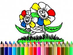 Jeu Retour à l'école: coloration des fleurs 