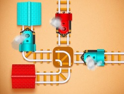 Jeu Puzzle labyrinthe ferroviaire .