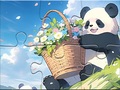 Game Jigsaw Puzzle: Basket Flower Panda