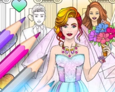 Jeu Jeu d'habillage de coloriage de mariage .