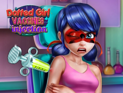 Jeu Injection de vaccins pour filles en pointillés .
