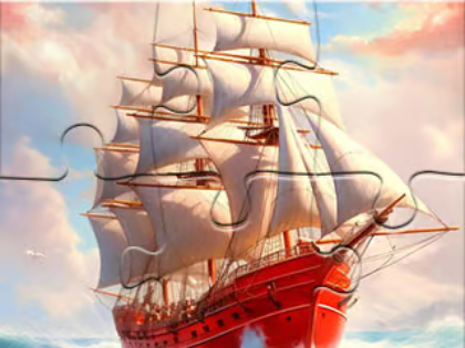 Jeu Puzzle : Bateau à voile blanc .