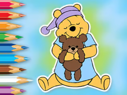 Jeu Livre de coloriage : Winnie avec un ours en peluche 
