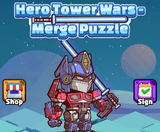 Jeu Puzzle de fusion Hero Tower Wars 
