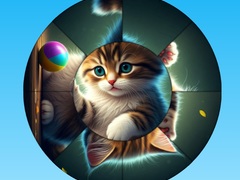 Jeu Round Jigsaw Puzzle Collect Pictures with Cute Kittens