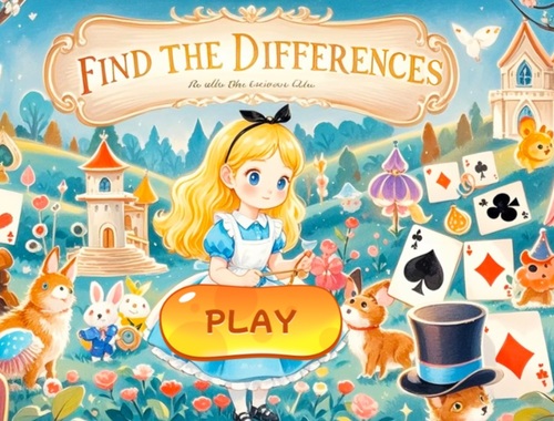 Jeu Trouvez les différences: Alice au pays des merveilles .