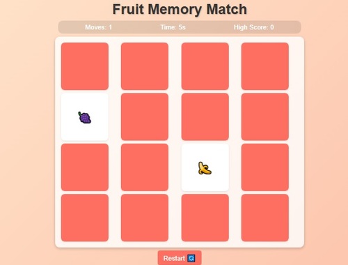 Jeu Correspondance à la mémoire des fruits .